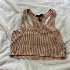 Forever 21 Tan Ribbed Crop Tank Top